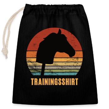 Reiten Trainingsshirt Hobby Horse Pferdekopf - Verschließbarer Geschenkbeutel aus Baumwolle (25x30cm) - Schwarz - Vorne