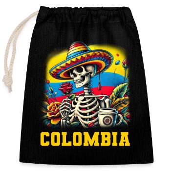 Kolumbien Colombia Medellin Urlaub Bogota Cali - Verschließbarer Geschenkbeutel aus Baumwolle (25x30cm) - Schwarz - Vorne