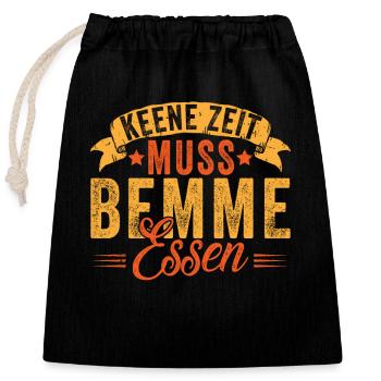 Motif saxon amusant - Dialecte de l’Allemagne de l’Est - Sac cadeau en coton avec cordon (25 x 30 cm) - noir - Devant