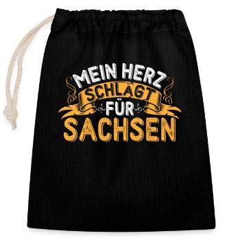 Sachsen Geschenk mit Sachsen Spruch - Verschließbarer Geschenkbeutel aus Baumwolle (25x30cm) - Schwarz - Vorne