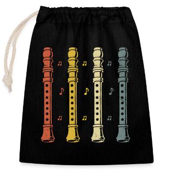 Enregistreur rétro Joueur d’instrument de musique Musicien - Sac cadeau en coton avec cordon (25 x 30 cm) - noir - Devant
