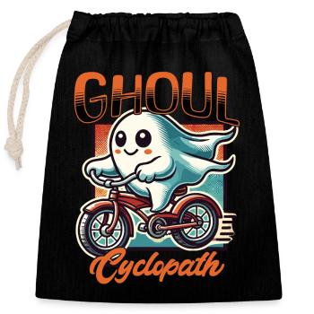 Goule Cyclopathe Drôle Fantôme Conducteur - Sac cadeau en coton avec cordon (25 x 30 cm) - noir - Devant