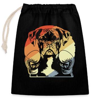 Boxer Dog Vintage - Closable cotton gift bag (25x30cm) - black - Front