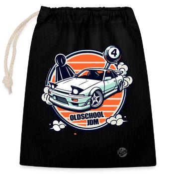 Oldschool JDM Drift Car Racer - Sac cadeau en coton avec cordon (25 x 30 cm) - noir - Devant