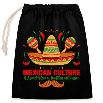 Mexican culture: A vibrant blend of tradition and - Closable cotton gift bag (25x30cm) - black - Front