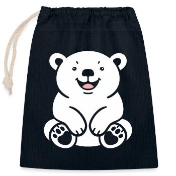 polar bear - Closable cotton gift bag (25x30cm) - navy - Front