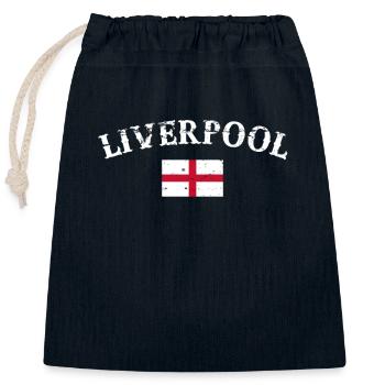 Liverpool Angleterre Vintage Drapeau Anglais - Sac cadeau en coton avec cordon (25 x 30 cm) - bleu marine - Devant