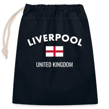 Liverpool Angleterre Anglais Drapeau Anglais - Sac cadeau en coton avec cordon (25 x 30 cm) - bleu marine - Devant