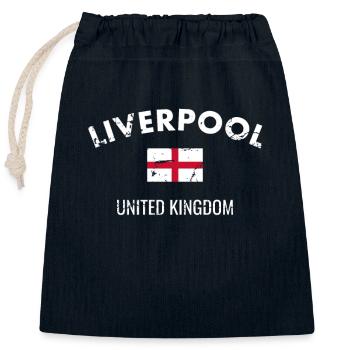 Liverpool Angleterre Drapeau anglais vintage - Sac cadeau en coton avec cordon (25 x 30 cm) - bleu marine - Devant