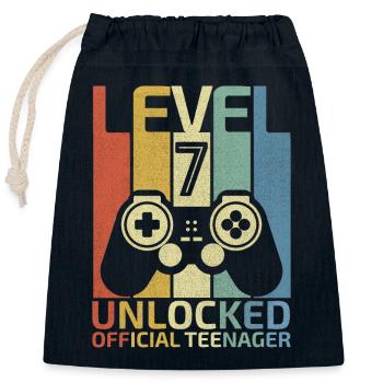 Level 7 Freigeschaltet offizieller Teenager - Verschließbarer Geschenkbeutel aus Baumwolle (25x30cm) - Navy - Vorne