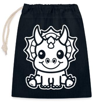 Triceratops - Closable cotton gift bag (25x30cm) - navy - Front