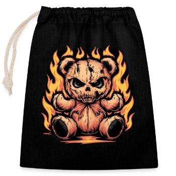 Fierce Flaming Teddy Bear Cool Statement - Verschließbarer Geschenkbeutel aus Baumwolle (25x30cm) - Schwarz - Vorne