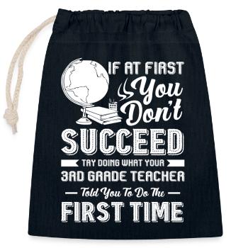 3rd Grade Teacher Proud 3rd Grade Teacher - Closable cotton gift bag (25x30cm) - navy - Front