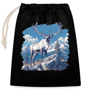 Caribou Karibus Karibu - Verschließbarer Geschenkbeutel aus Baumwolle (25x30cm) - Schwarz - Vorne