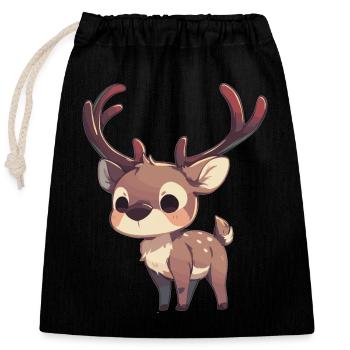 Caribou Karibus Karibu - Verschließbarer Geschenkbeutel aus Baumwolle (25x30cm) - Schwarz - Vorne