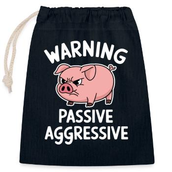 Warning Passive Aggressive Pig - Closable cotton gift bag (25x30cm) - navy - Front