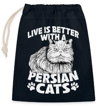Vivre c’est mieux avec un chat persan chaton propriétaire ca - Sac cadeau en coton avec cordon (25 x 30 cm) - bleu marine - Devant
