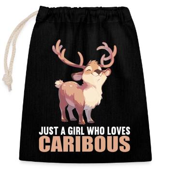 Caribou Karibus Karibu - Verschließbarer Geschenkbeutel aus Baumwolle (25x30cm) - Schwarz - Vorne