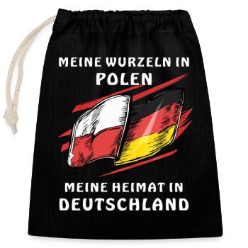 ROOTS IN POLAND, HOME IN GERMANY - Closable cotton gift bag (25x30cm) - black - Front