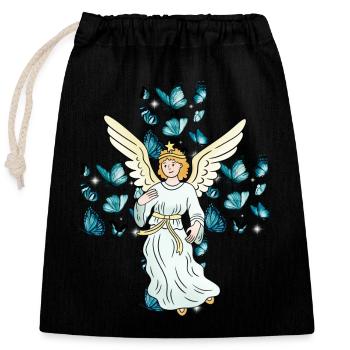 Angel Cross Crosses Butterflies Spiritual - Closable cotton gift bag (25x30cm) - black - Front
