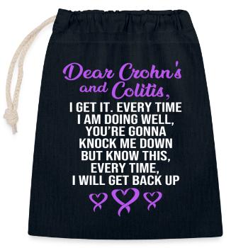 Crohn's disease - Closable cotton gift bag (25x30cm) - navy - Front