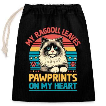 My Ragdoll Leaves Pawprints On My Heart Ragdolls C - Closable cotton gift bag (25x30cm) - black - Front