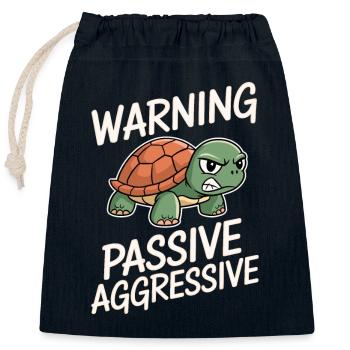 Warning Passive Aggressive Turtle - Closable cotton gift bag (25x30cm) - navy - Front