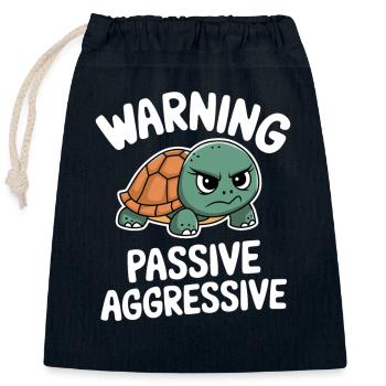 Warning Passive Aggressive Turtle - Closable cotton gift bag (25x30cm) - navy - Front