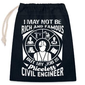 Civil Engineer Civil Engineer Is Priceless - Closable cotton gift bag (25x30cm) - navy - Front