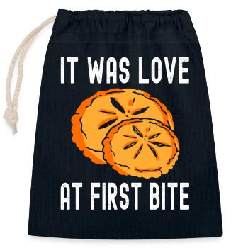 C’était l’amour à la première bouchée de cuisson - Sac cadeau en coton avec cordon (25 x 30 cm) - bleu marine - Devant