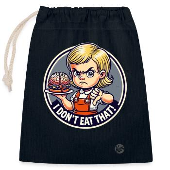 Fille avec un burger au cerveau, je ne mange pas ça - Sac cadeau en coton avec cordon (25 x 30 cm) - bleu marine - Devant