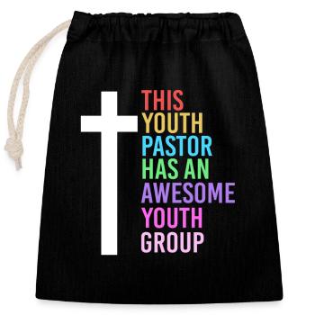 Youth pastor - Closable cotton gift bag (25x30cm) - black - Front