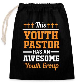 Youth pastor - Closable cotton gift bag (25x30cm) - black - Front