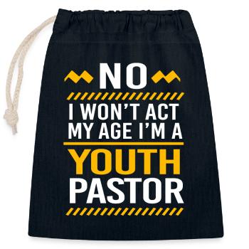 Youth pastor - Closable cotton gift bag (25x30cm) - navy - Front