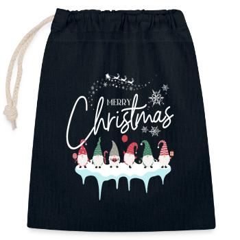 Christmas merry christmas snow gnomes - Closable cotton gift bag (25x30cm) - navy - Front