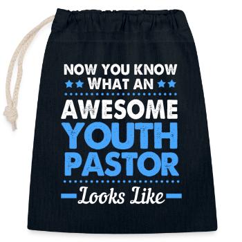 Youth pastor - Closable cotton gift bag (25x30cm) - navy - Front