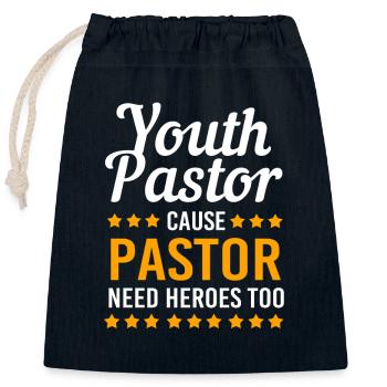 Youth pastor - Closable cotton gift bag (25x30cm) - navy - Front