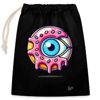 Monster Eye Donut - Closable cotton gift bag (25x30cm) - black - Front