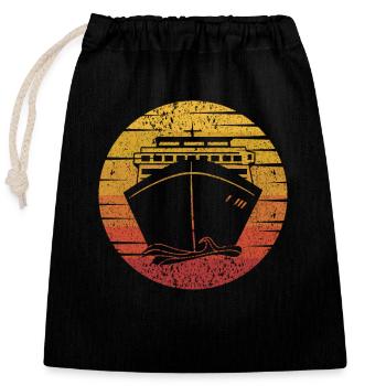 Retro Kreuzfahrtschiff Kreuzfahrt Besatzung Passagiere Kreuzfahrt - Verschließbarer Geschenkbeutel aus Baumwolle (25x30cm) - Schwarz - Vorne