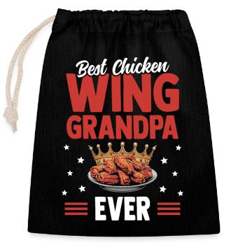 Best Chicken Wing Grandpa Ever Hühnchenflügel - Verschließbarer Geschenkbeutel aus Baumwolle (25x30cm) - Schwarz - Vorne