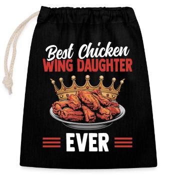 Best Chicken Wing Daughter Ever Hühnchenflügel - Verschließbarer Geschenkbeutel aus Baumwolle (25x30cm) - Schwarz - Vorne