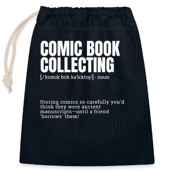 Comic Book Collecting Funny Indoor Hobbies Definit - Closable cotton gift bag (25x30cm) - navy - Front