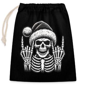 Jupe chapeau de Noël squelette - Sac cadeau en coton avec cordon (25 x 30 cm) - noir - Devant