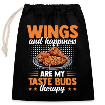 Chicken Wings Taste Buds Therapy Saucy Hühnchen - Verschließbarer Geschenkbeutel aus Baumwolle (25x30cm) - Schwarz - Vorne