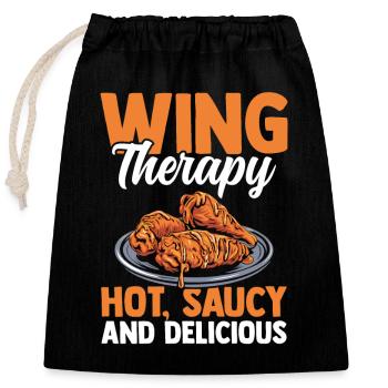 Hot Wings Chicken Spicy Hühnerflügel Junk Food - Verschließbarer Geschenkbeutel aus Baumwolle (25x30cm) - Schwarz - Vorne