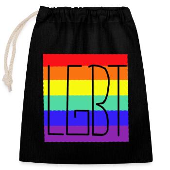 LGBT Rainbow Rainbow Flag Gay Pride - Closable cotton gift bag (25x30cm) - black - Front