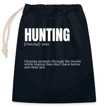 Chasse amusante Poursuivre des animaux à travers les bois - Sac cadeau en coton avec cordon (25 x 30 cm) - bleu marine - Devant