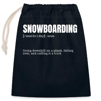 Funny Snowboarding for Enthusiasts and Beginners - Closable cotton gift bag (25x30cm) - navy - Front