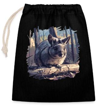 Chinchillas Chinchilla - Closable cotton gift bag (25x30cm) - black - Front