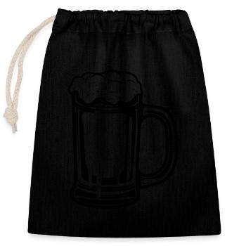 Beer Glass Icon - Closable cotton gift bag (25x30cm) - black - Front